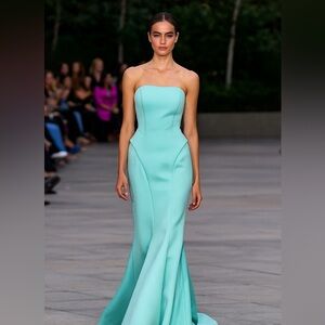 Tony Bowls Aqua Strapless Gown